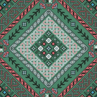Traditional Georgian folk art embroidery vector pattern