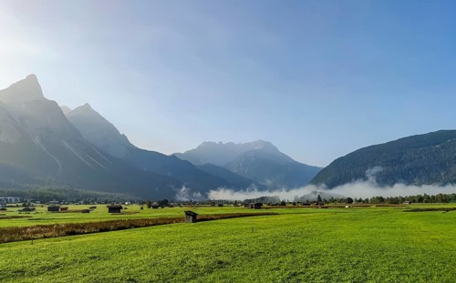 Morning fog on the Wetterstein mountains