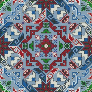 Traditional Georgian folk art embroidery vector pattern