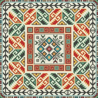 Traditional Georgian folk art embroidery vector pattern