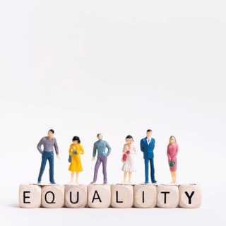 Equality written wooden cubes people