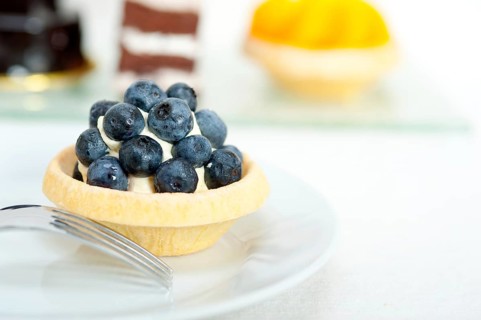 Fresh blueberry cream cupcake homemade closeup macro