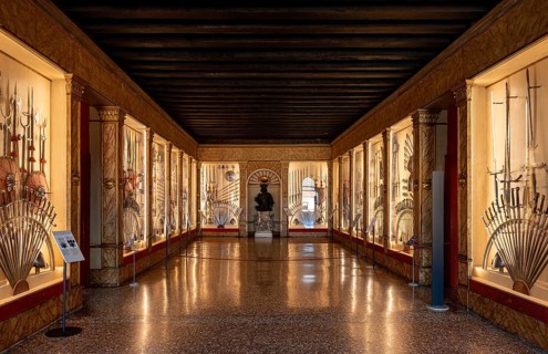 Exhibition room with medieval weapons