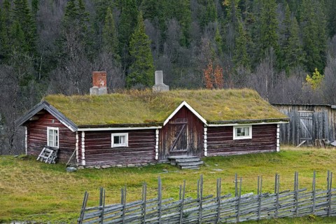 Traditional wooden farmhouse at Jaemtland