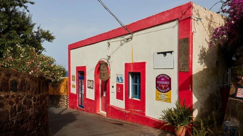 Red and white building
