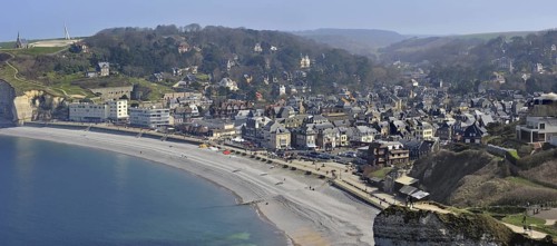 View over Etretat from the Porte D'Aval
