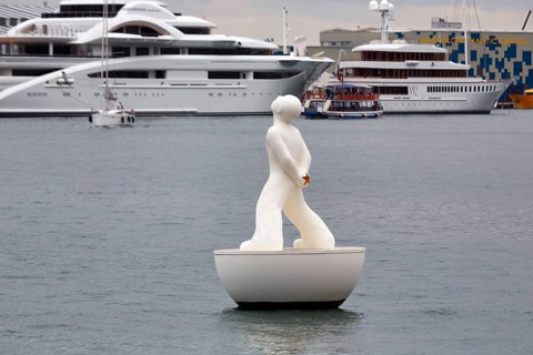 Buoy floating in the marina