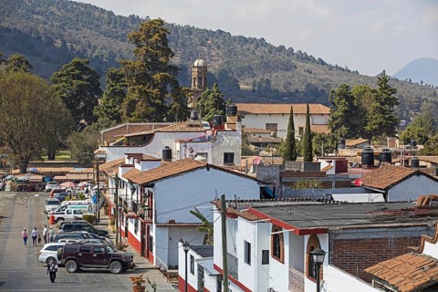 The village Tzintzuntzan on the northeast shore of Lake Patzcuaro