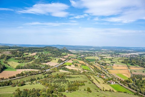 View from Hohentwiel into Hegau with the A81 motorway