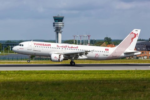 A Tunisair Airbus A320 aircraft with the registration TS-IMS at Brussels Airport