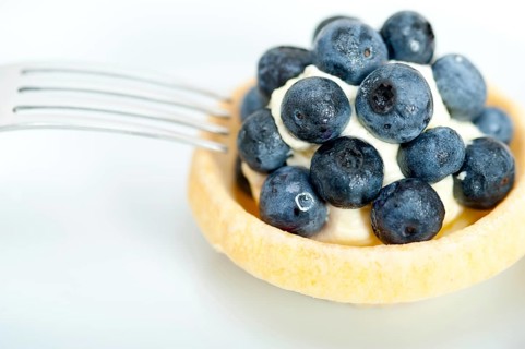 Fresh blueberry cream cupcake homemade closeup macro