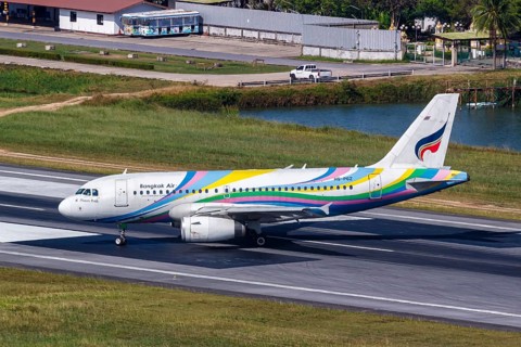A Bangkok Air Airbus A319 aircraft with the registration HS-PGZ at Koh Samui Airport