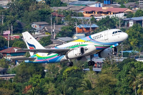 A Bangkok Air Airbus A319 aircraft with the registration HS-PGZ at Koh Samui Airport