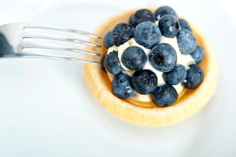 Fresh blueberry cream cupcake homemade closeup macro