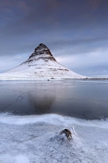 Frozen pond and Kirkjufell