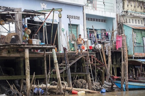 Stilt houses in the Mekong Delta near Can Tho