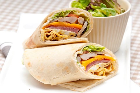 Fresh and healthy club sandwich pita bread roll