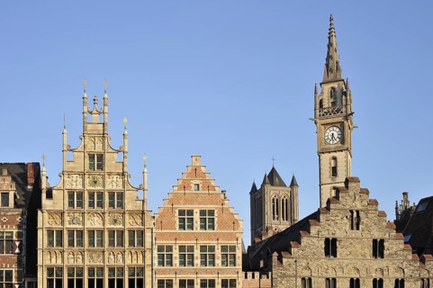 Historical step-gabled houses at the Graslei