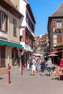 View of the pedestrian zone Rue du Marche