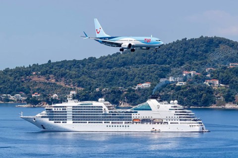A TUI Airways Boeing 737 MAX 8 aircraft with the registration G-TUMD at Skiathos Airport