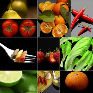 Organic Vegetarian Vegan dietetic food collage dark mood