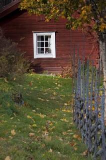 Traditional red wooden farmhouse