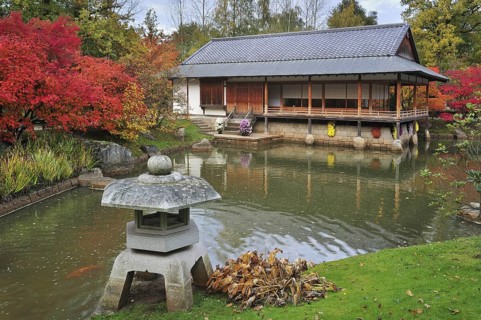 Stone lantern and pavilion