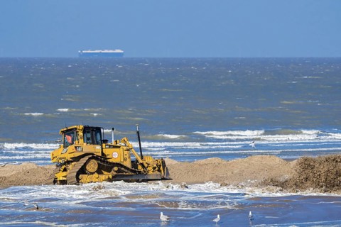 Bulldozer used for sand replenishment