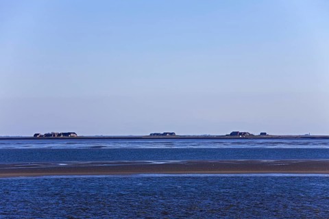Houses on terps on the halligen islands Langeness