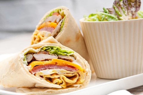 Fresh and healthy club sandwich pita bread roll