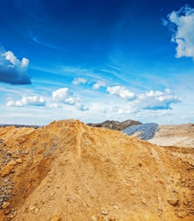 View of the building sand pile Building concept