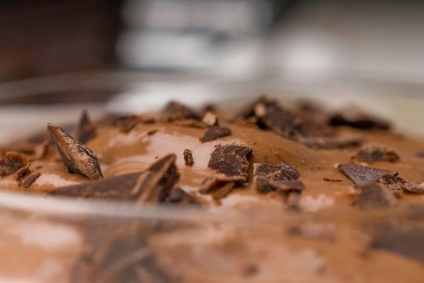 Fresh homemade chocolate mousse made with bitter chocolate