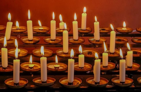 Sacrificial candles in a church