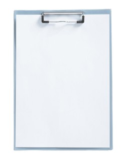 Isolated grey paperclip with sheet