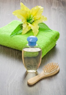 Bottle hairbrush towel and flower