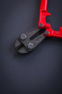 Opened vertical version Streel Cutter very close to aerial view on black background
