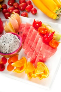 Mixed plate of fresh fruits