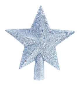 Christmas toy star for Christmas tree against a white background