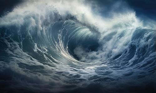 Surfing ocean wave. Blue ocean wave. Nature background. Big ocean waves Ai generated