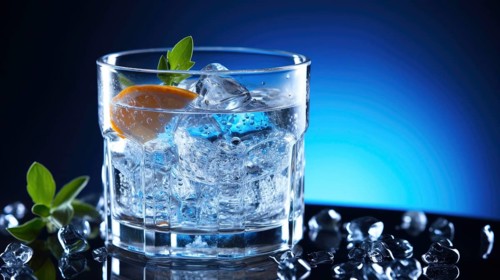 Cocktail with lemon and rosemary on a black background Ai generated
