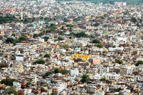 Aerial view of the Jaipur city from the Nahargarh fort