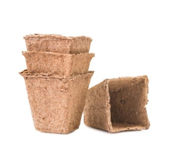 Square peat pots insulated