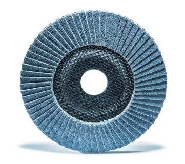 Abrasive treatment tool blue sanding flap disc isolated