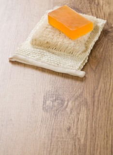Bar of soap on bast