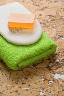 Soap bast and towel