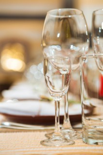 Empty glasses on the table