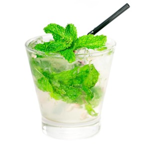 Mojito caipirina cocktail with fresh mint leaves