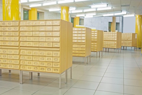 Wooden card catalogues of the library