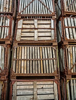 Old-fashioned wooden crates