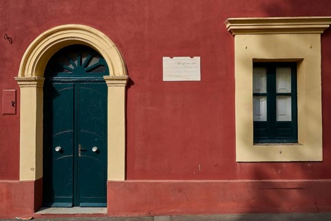 Red house wall